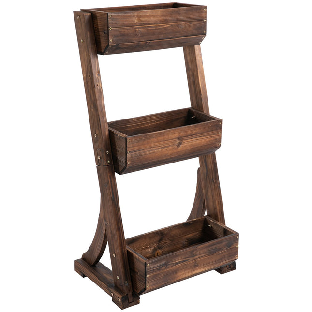 Wooden flower stand, brown, 61 x 48 x 118 cm
