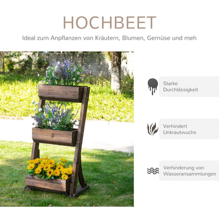 Wooden flower stand, brown, 61 x 48 x 118 cm
