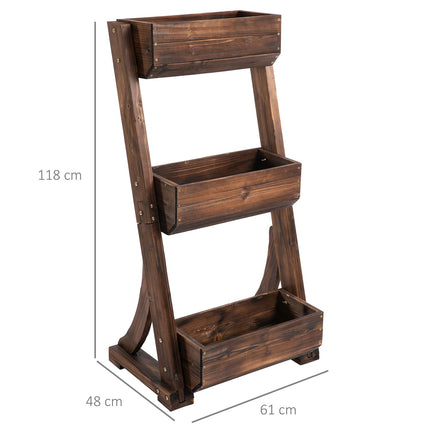 Wooden flower stand, brown, 61 x 48 x 118 cm