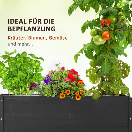Raised garden bed with wheels, solid wood, 89 x 48 x 47 cm