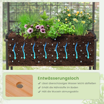 Flower box with trellis & 2 tier shelves & removable divider 80 x 38 x 150 cm