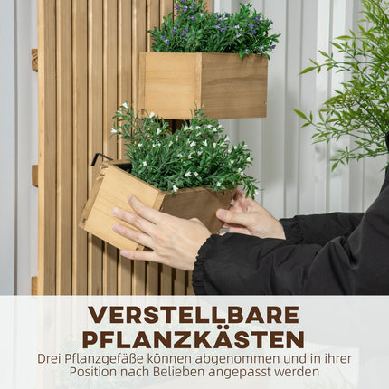 Movable raised garden bed in solid wood with trellis, 60x16x80 cm