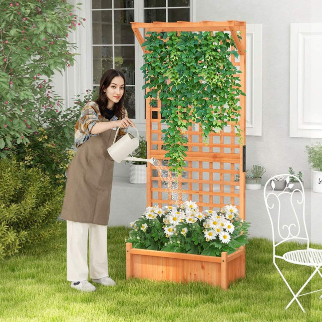 Flower box with trellis & roof & trellis & drainage holes Planter box 75 x 33 x 181 cm