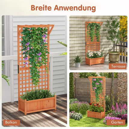 Flower box with trellis & roof & trellis & drainage holes Planter box 75 x 33 x 181 cm