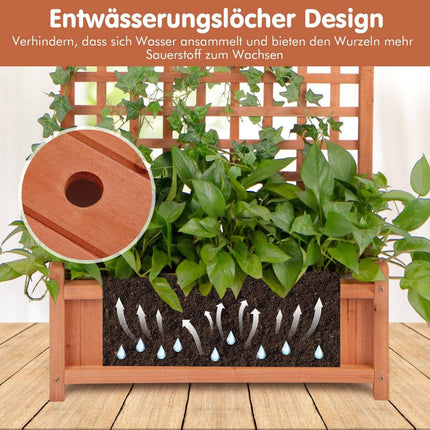 Flower box with trellis & roof & trellis & drainage holes Planter box 75 x 33 x 181 cm
