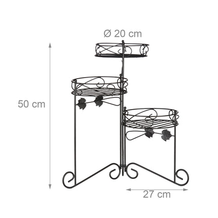 Flower pedestal metal 3 shelves