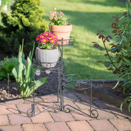 Flower pedestal metal 3 shelves