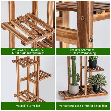 Flower shelf 6-tier wooden plant stand 50 x 21 x 124 cm brown