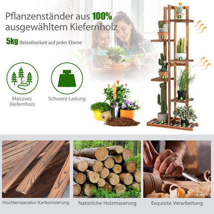 Flower shelf 6-tier wooden plant stand 50 x 21 x 124 cm brown