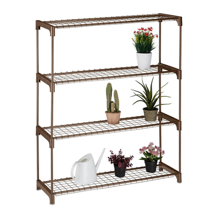Flower stand in brown metal 4 shelves