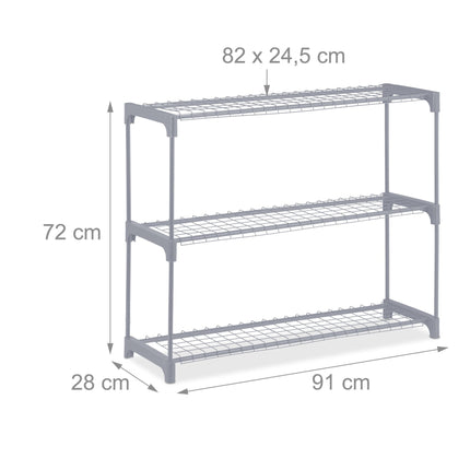 Flower stand in gray metal 3 shelves