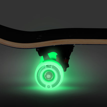 Fluorescent Skateboard with Glow Wheels, 9-Ply Deck