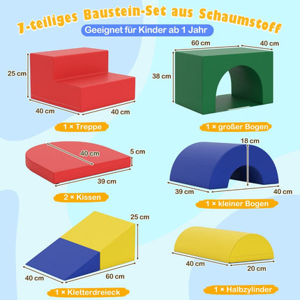 Foam Climbing Block Set for Toddlers – 7 Pieces, PU Leather