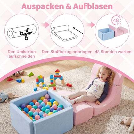 Foam Climbing Blocks & Ball Pit Set for Toddlers - Pink