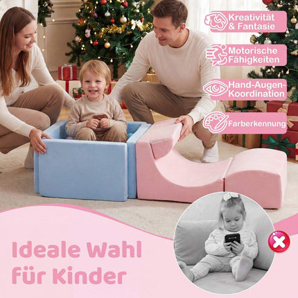 Foam Climbing Blocks & Ball Pit Set for Toddlers - Pink