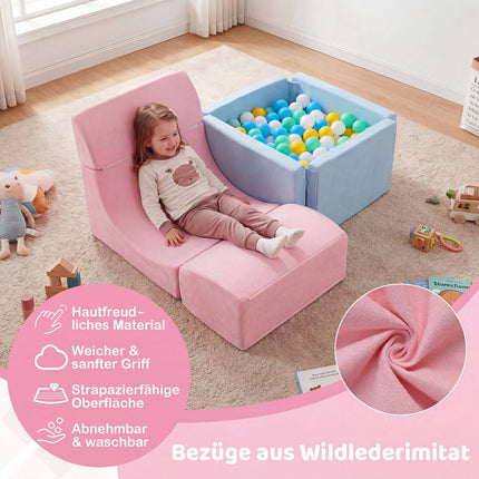 Foam Climbing Blocks & Ball Pit Set for Toddlers - Pink