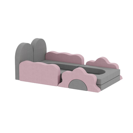 Foam Climbing Blocks Set, 12-Piece, Gray/Pink Cord Cover