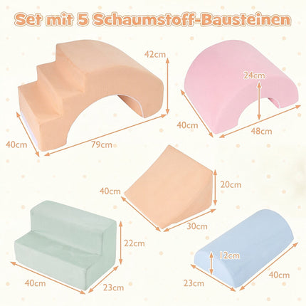 Foam Climbing Blocks for Toddlers, 5-Piece Soft Play Set