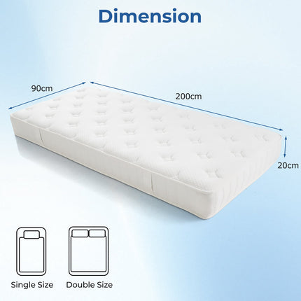 Foam Hybrid Mattress, 90x200 cm, Motion Isolation, Medium Firm