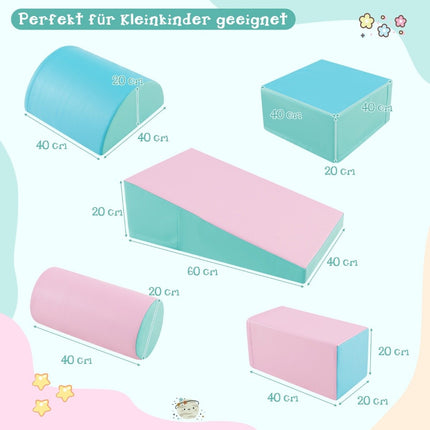 Foam Play Blocks Set – 5 Pcs, Green & Pink, Soft & Safe