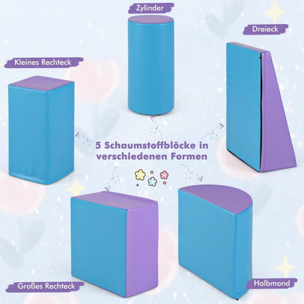 Foam Play Blocks Set, 5-Piece – Blue & Purple