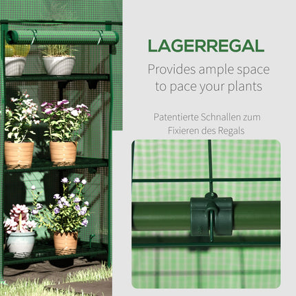 Mini Metal Greenhouse - 3 shelves, green, 80x49x120 cm