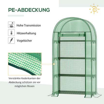 Mini greenhouse with 4 shelves, metal, 80x49x160CM