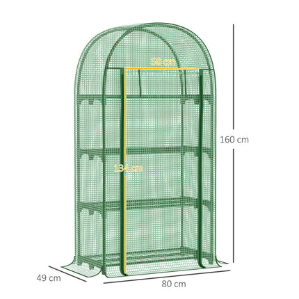 Mini greenhouse with 4 shelves, metal, 80x49x160CM