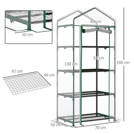 Green cold frame Greenhouse for tomatoes, 4 shelves, 70x50x160 cm