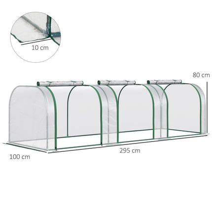 Foil Greenhouse With Door, Steel Frame, 295 x 100 x 80 Cm