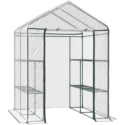 Walk-In greenhouse with shelves - Steel PVC frame