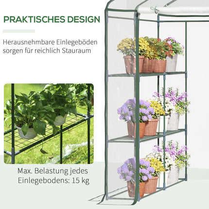 Walk-In greenhouse with shelves - Steel PVC frame