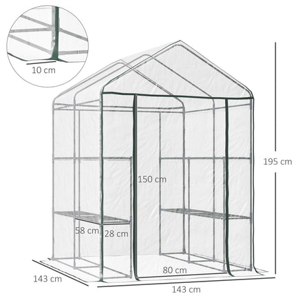 Walk-In greenhouse with shelves - Steel PVC frame