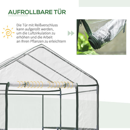 Walk-In greenhouse with shelves - Steel PVC frame