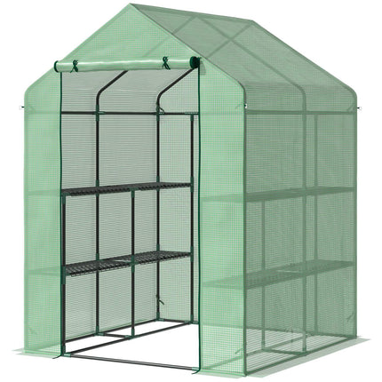 Walk-In Greenhouse - 8 shelves, steel frame, PE cover