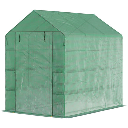 Walk-in greenhouse, 8 shelves, green, 214x143x195 cm