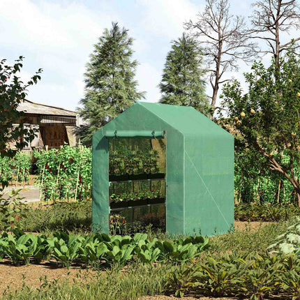 Walk-in greenhouse, 8 shelves, green, 214x143x195 cm