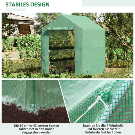Walk-in greenhouse, 8 shelves, green, 214x143x195 cm