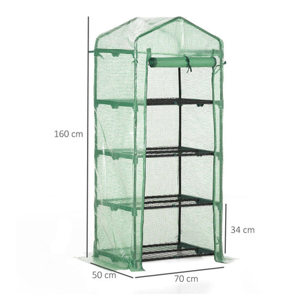 Greenhouse Cold Ram - 4 shelves, 70x50x160cm, green