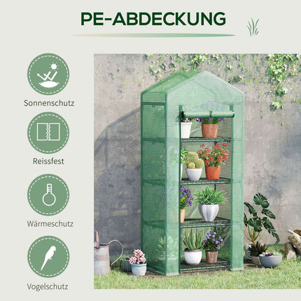Greenhouse Cold Ram - 4 shelves, 70x50x160cm, green