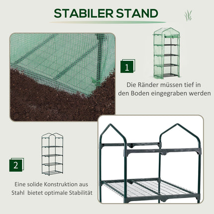 Greenhouse Cold Ram - 4 shelves, 70x50x160cm, green