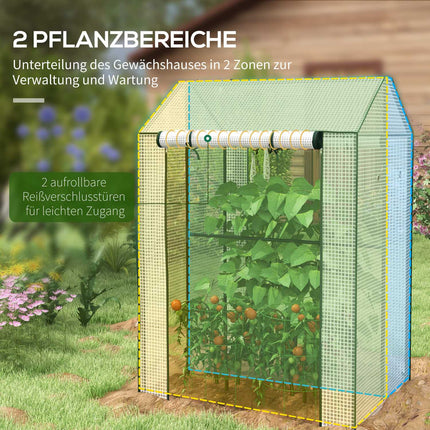 White windproof greenhouse with double doors, 100x80x150 cm