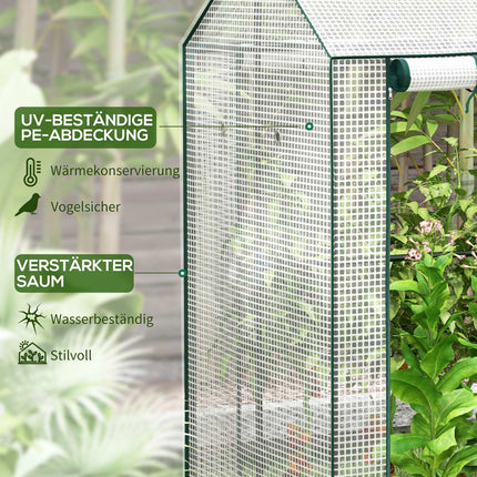 White windproof greenhouse with double doors, 100x80x150 cm