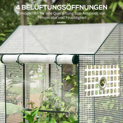 White windproof greenhouse with double doors, 100x80x150 cm