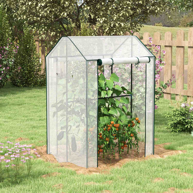White windproof greenhouse with double doors, 100x80x150 cm