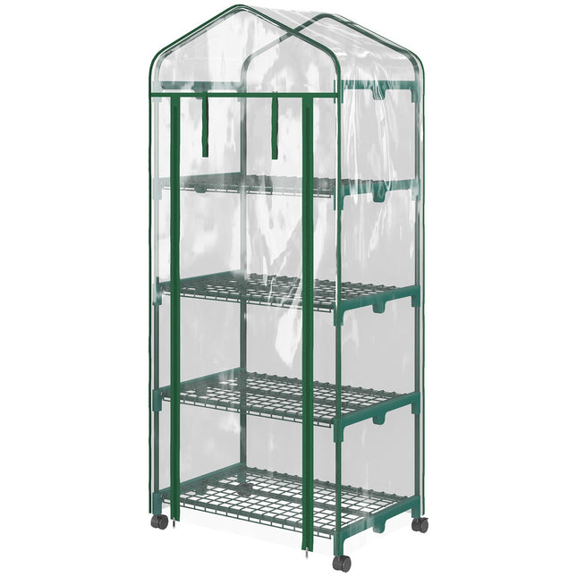 Greenhouse with 4 shelves, Steel frame, 69x50x165 cm