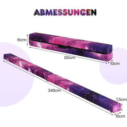 Foldable 240cm Kids Gymnastics Balance Beam with Handles
