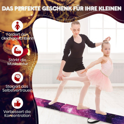 Foldable 270cm Gymnastics Balance Beam for Kids, Purple