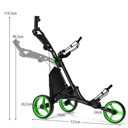 Foldable 3-Wheel Golf Trolley with Adjustable Handle