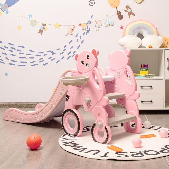 Foldable 4-In-1 Toddler Slide Set, Hoop, Pink, 110 Lb